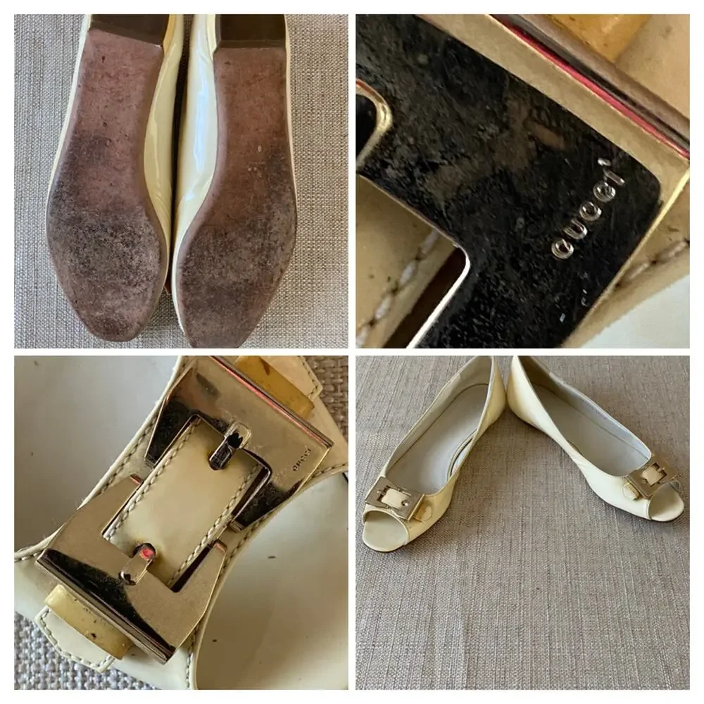 GUCCI patent leather flats open toes metal bow shoes Made In Italy 10.5 B - Picture 12 of 13